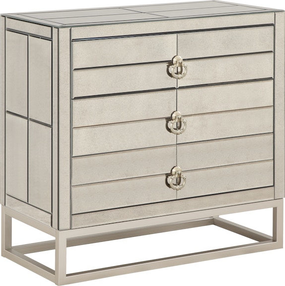 Coast2Coast Home Francine Contemporary 3 Drawer Mirrored Storage Chest with Gold Powder Coated Base 71150 71150