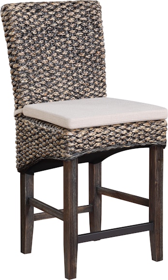 Coast2Coast Home Quest Coastal Seagrass Counter Height Dining Barstools with Cushion - Set of 2 - Brown 71154