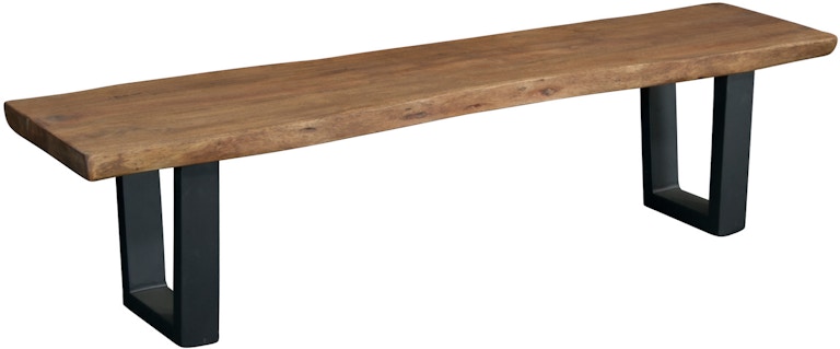 Coast2Coast Home Sequoia Knox Industrial Style Solid Acacia Wood Dining Bench with Live Edge and Iron Legs 75355