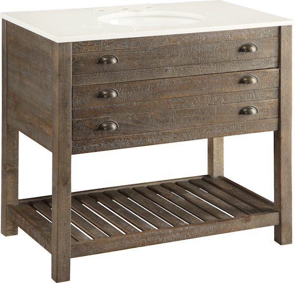 Coast2Coast Home Charlotte Cream Colored Speckled Cultured Marble Topped One Drawer Vanity Sink 78626