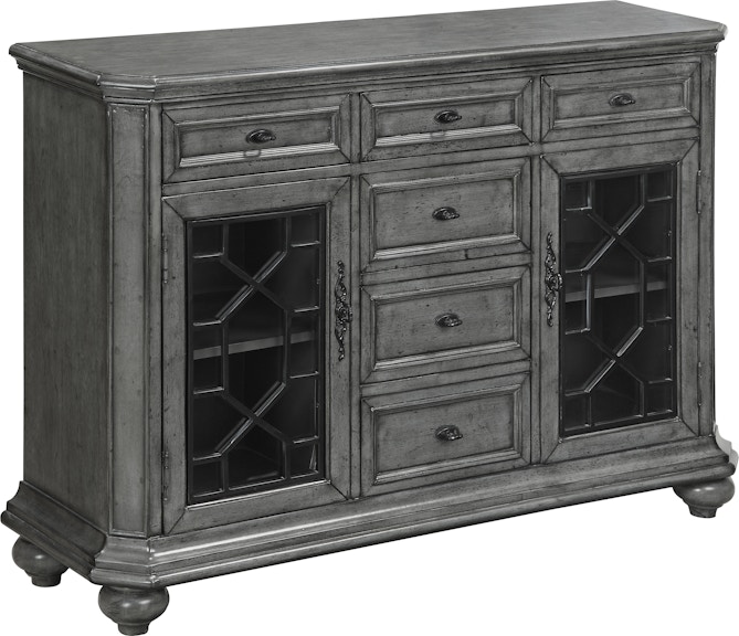 Coast2Coast Home Diedre Traditional 2 Door Six Drawer Sideboard Credenza with Honeycomb Lattice - Burnished Grey 91723