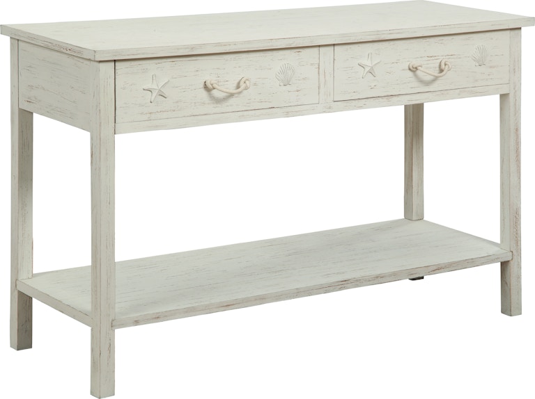 Coast2Coast Home Sanibel Lyria Coastal Style 2 Drawer Console Table with Shelf - Rustic White 91741