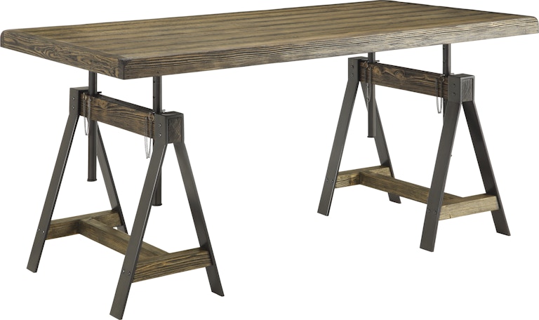 Coast2Coast Home Camden Riker Industrial Style Adjustable Dining Table or Desk with Plank Style Top - Deep Wood Tone 91756
