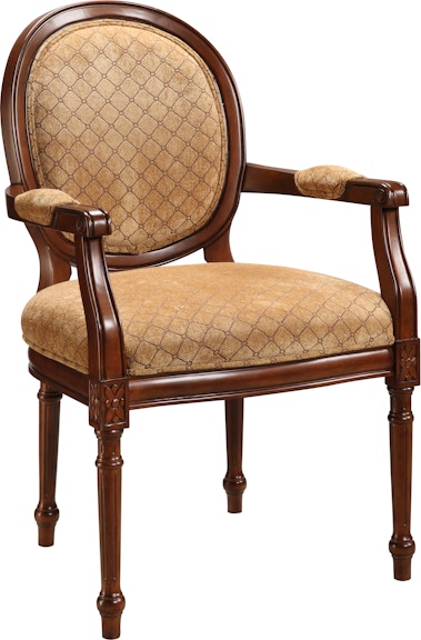 Coast2Coast Home Claudia Traditional Accent Chair or Arm Chair with Tan Diamond Pattern and Oval Back 94027