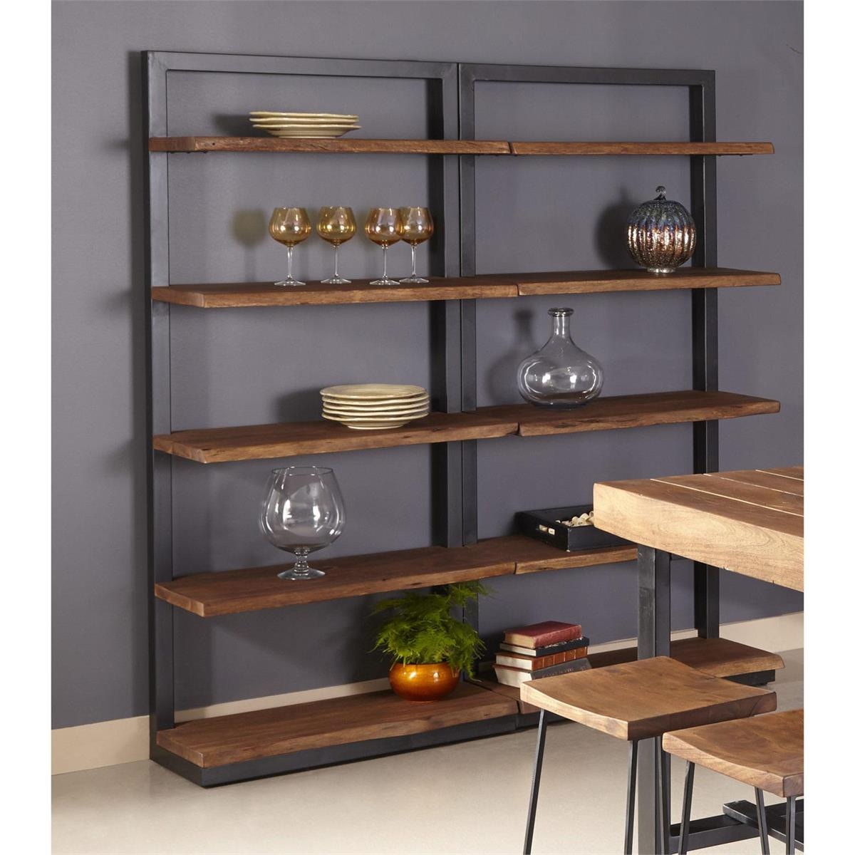 Jadu Accents Home Office Wood and Metal Rustic modern Bookcase 2