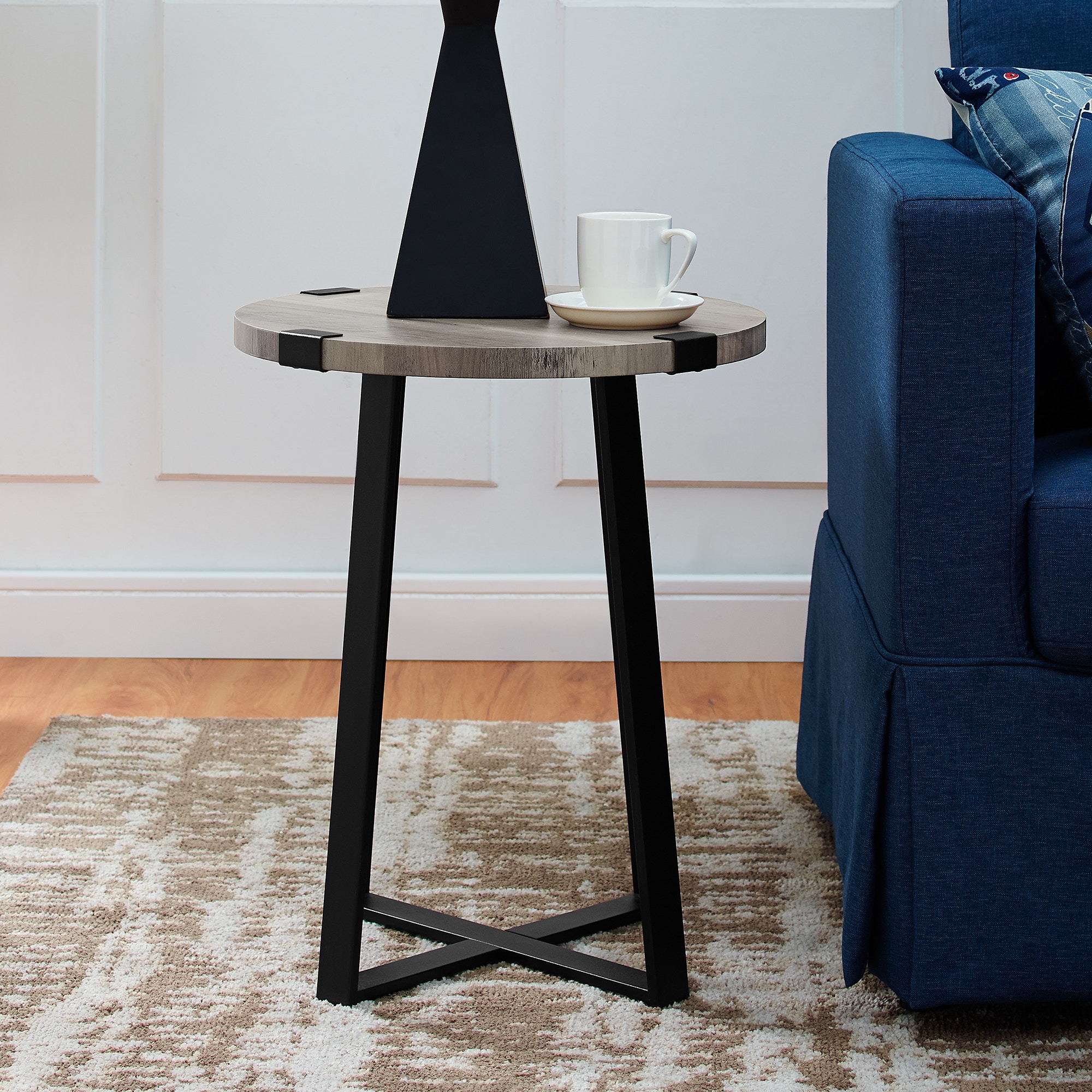 Ft Myers Living Room 18 Rustic Urban Industrial Wood And Metal Wrap Round Accent Side Table Wedaf18mwstgw Walter E Smithe Furniture Design