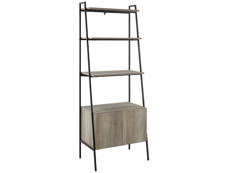72'' urban industrial metal and wood ladder storage with cabinet