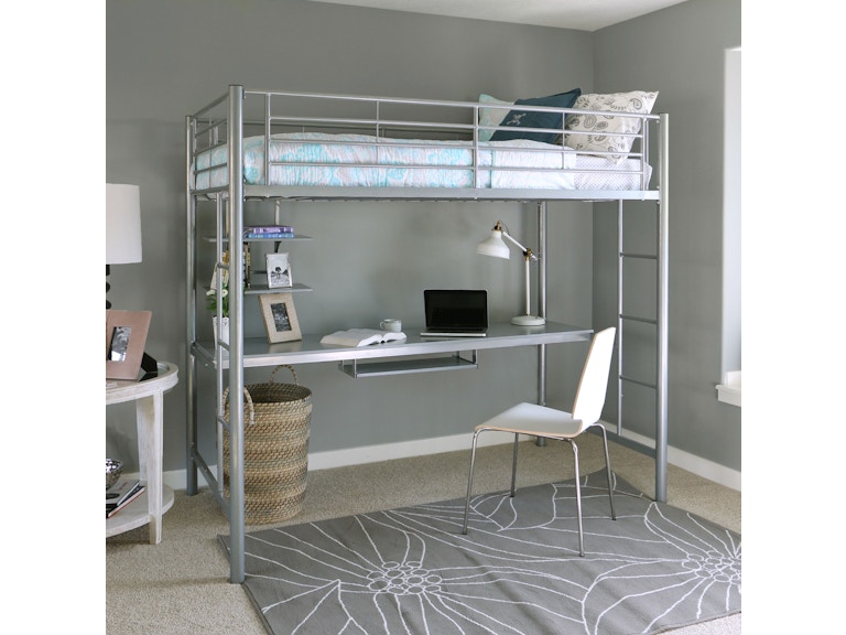 Ft Myers Youth Twin Metal Loft Bed With Workstation Wedbtozsl Walter E Smithe Furniture Design