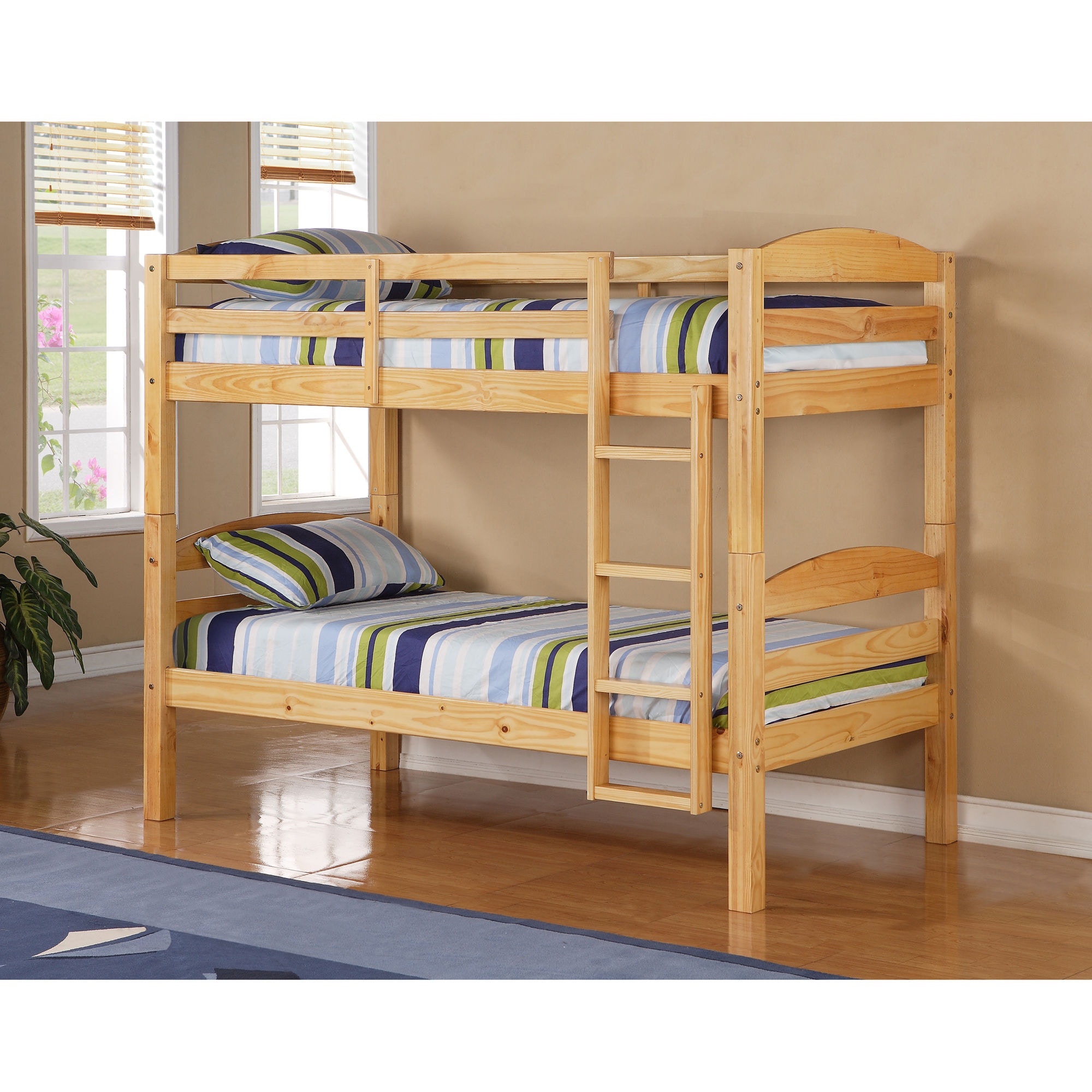 Solid Wood Twin Over Twin Bunk Bed Natural Wedbwstotnl