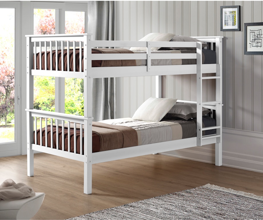 Ft Myers Youth Twin Over Twin Solid Wood Mission Design Bunk Bed White Wedbwtotmswh Walter E Smithe Furniture Design