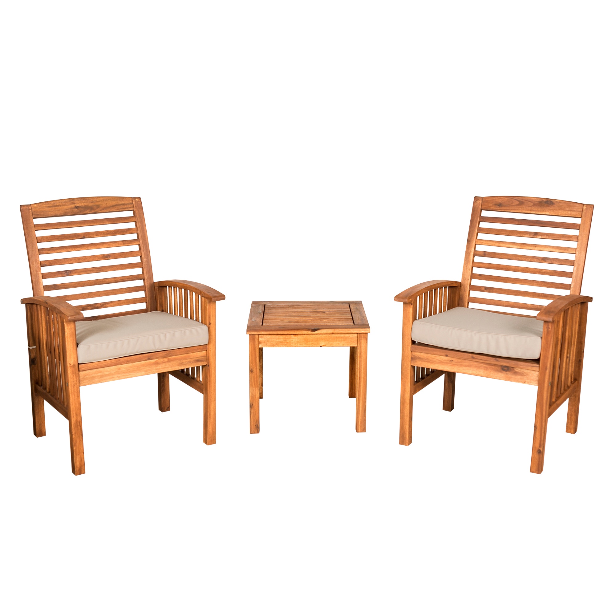 Outdoor Classic Acacia Wood Patio Chairs And Side Table Brown