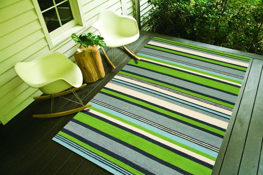 Jaipur Rugs Indoor-Outdoor Stripe Pattern Polypropylene Green 