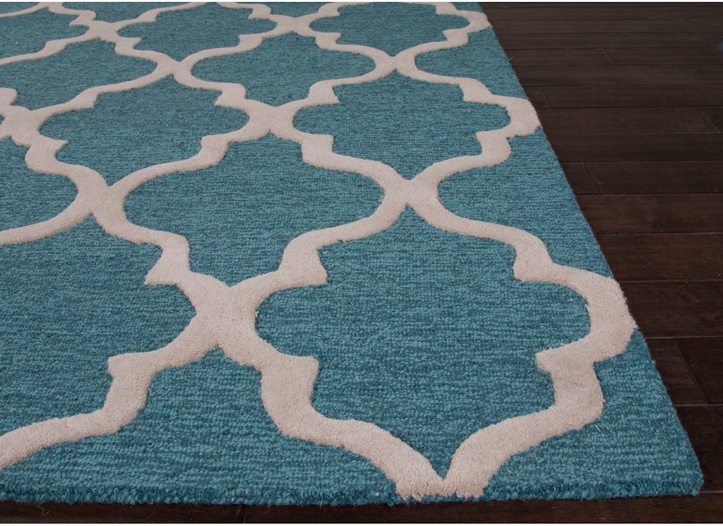 Blue & White Hand Tufted Geometric Patterned Wool Area Rug – The