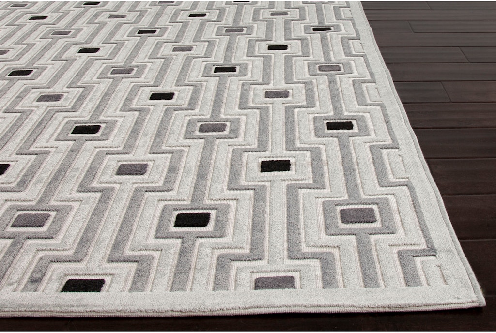 Jaipur Rugs Floor Coverings Machine Made Geometric Pattern Art Silk Jaipur Rugs Machine Made Geometric Pattern Art Silk Chenille Gray Black Area Rug Fb14