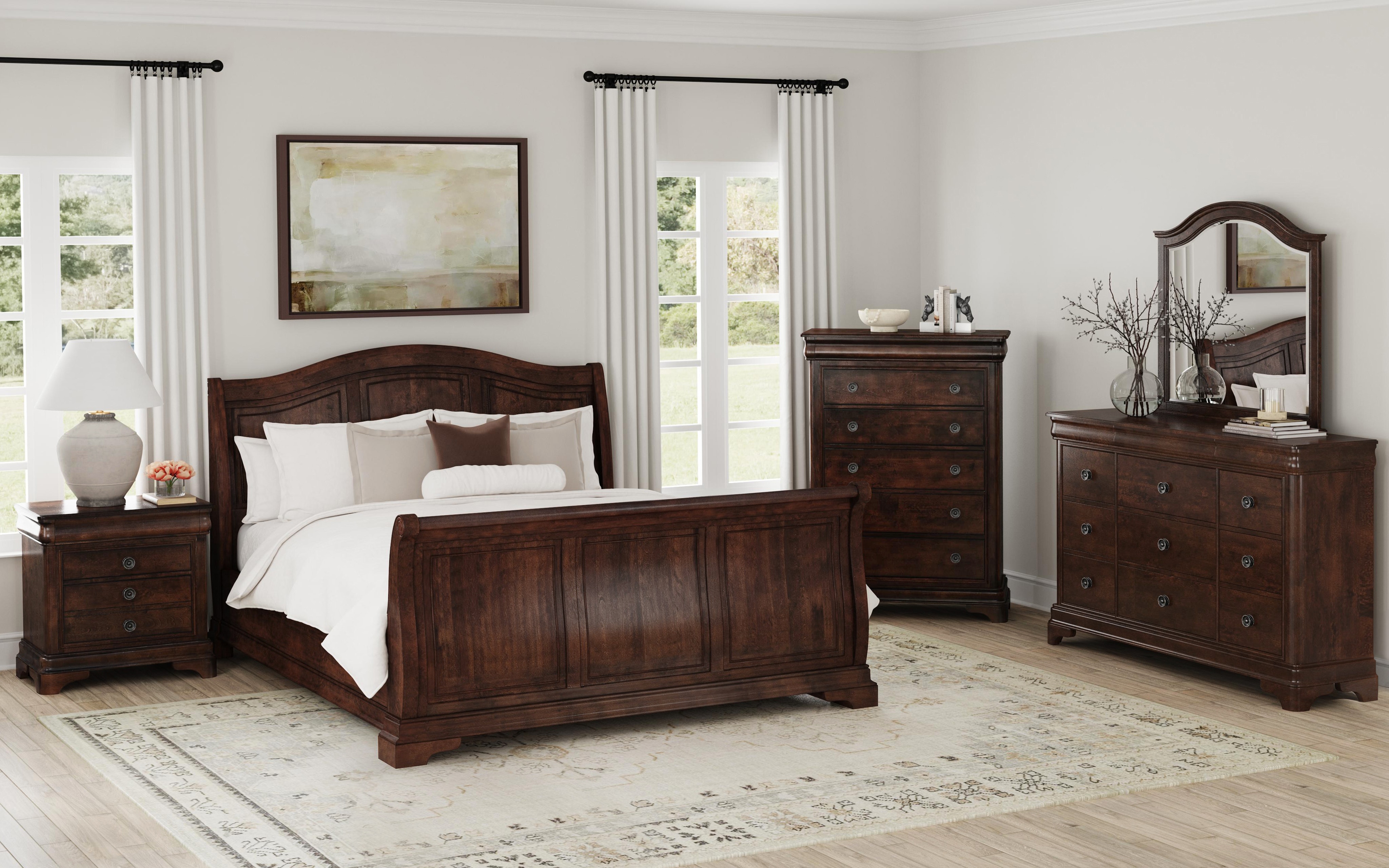  Cameron Cherry Sleigh Bedroom 