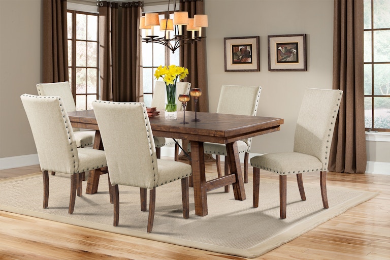 Elements International Jax Dining Set - Dining Table, 4 Chairs and Bench DJXK100UD6