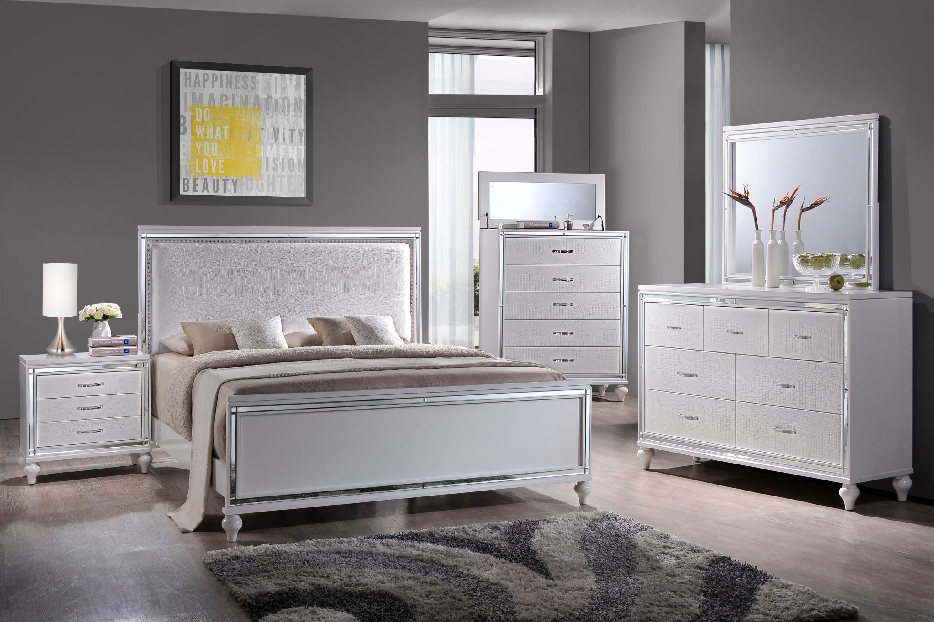 Elements International Miami White Bedroom Elements