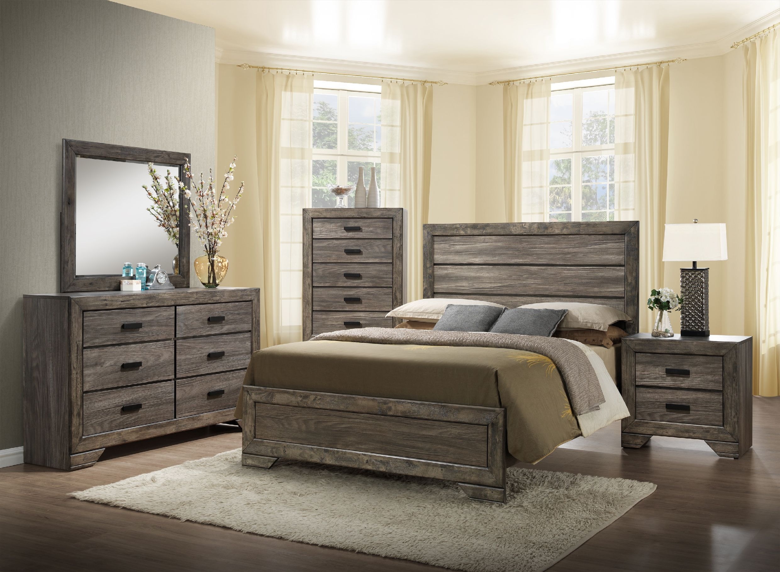 Gray on sale oak bed