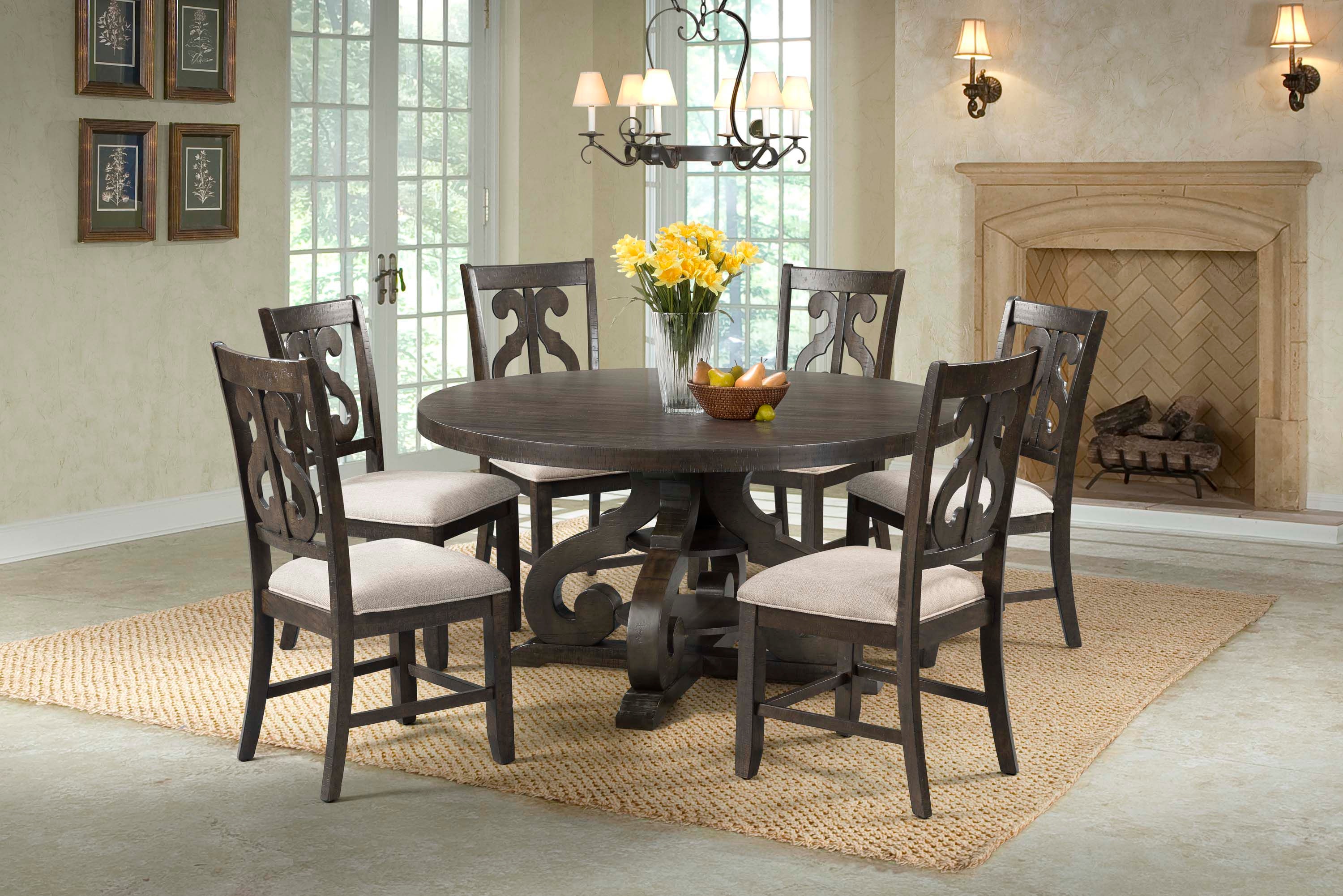 round dining room table with 6 chairs