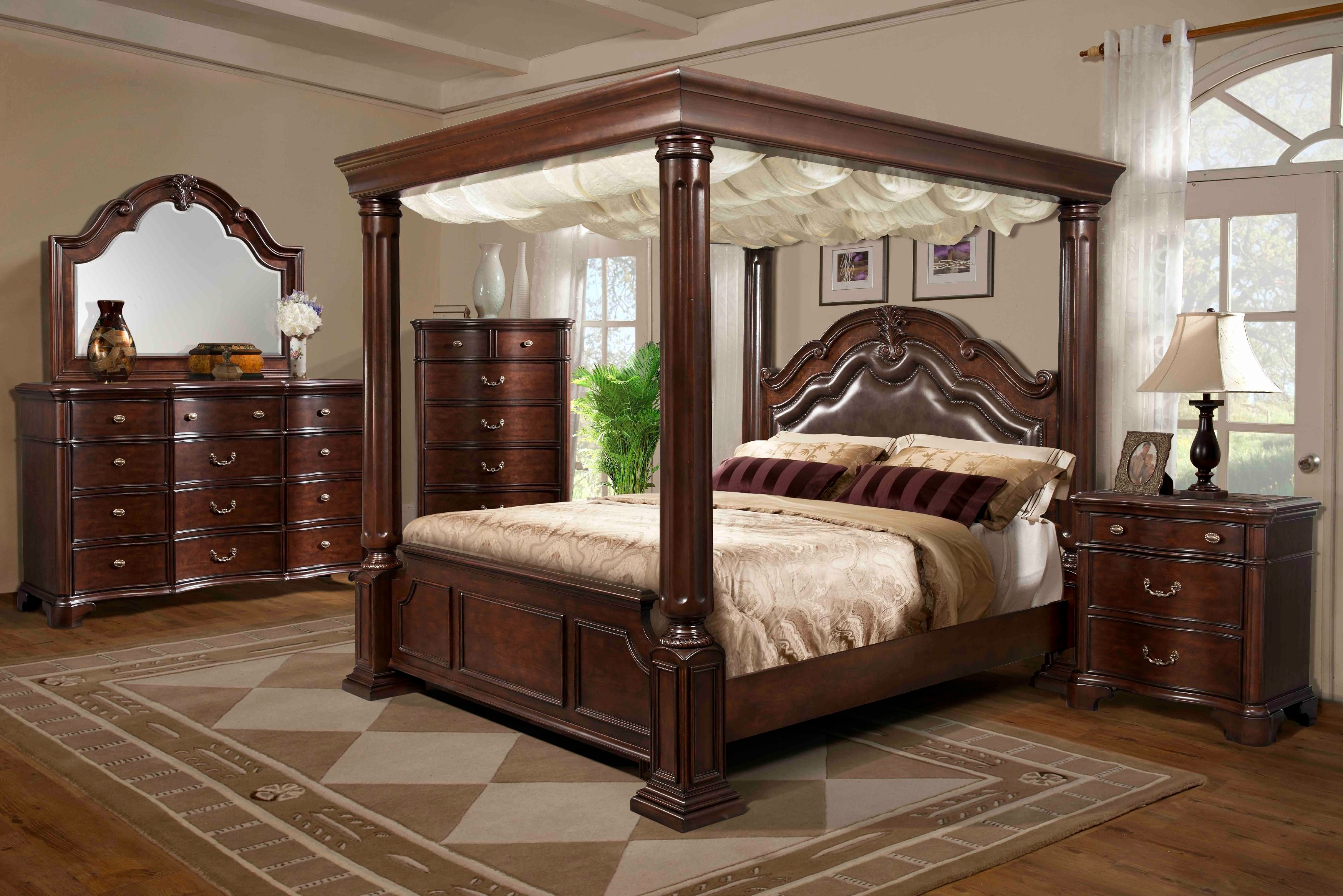 Elements International Tabasco Wooden Canopy Bedroom