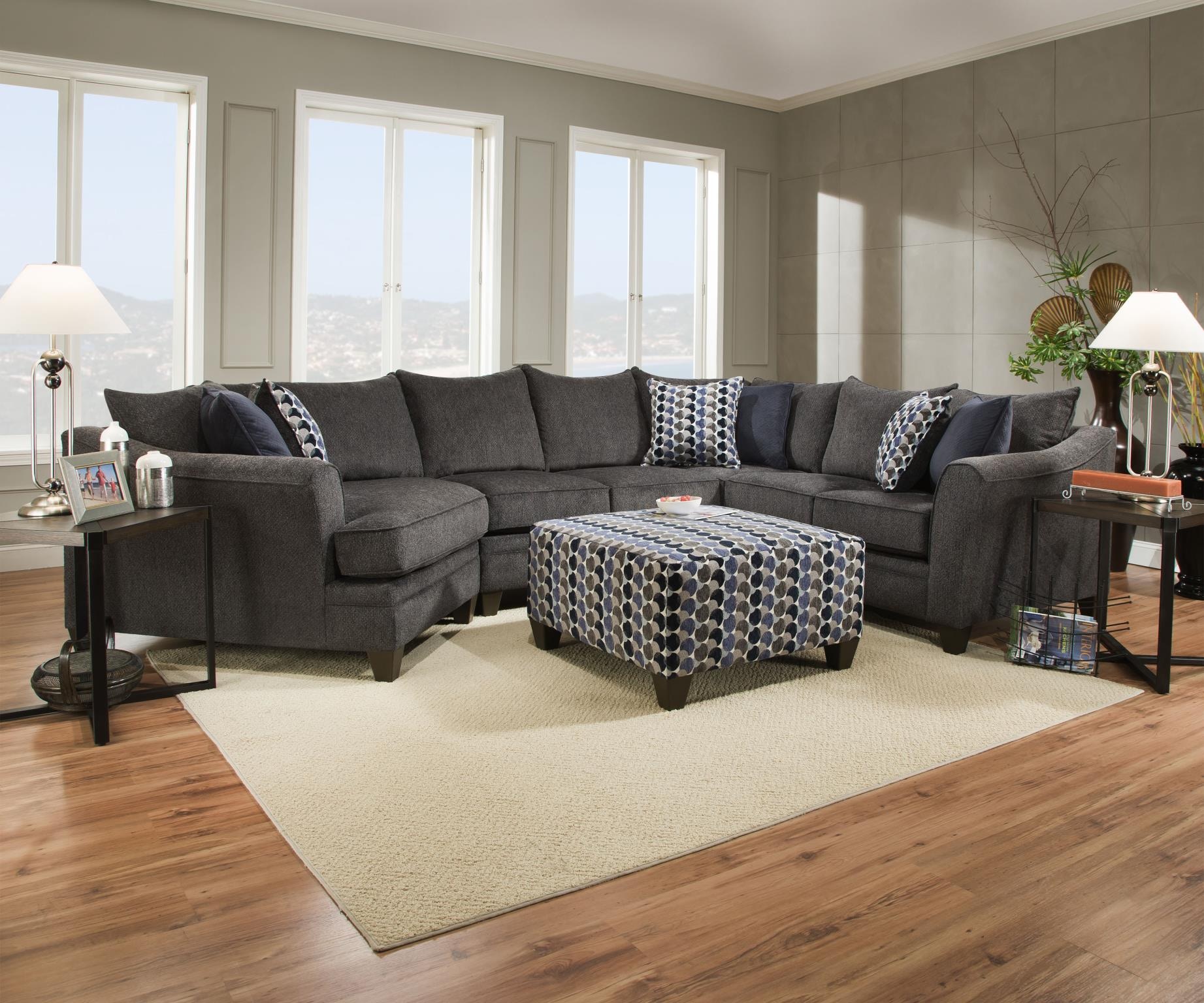 Lane Home Furnishings Living Room Sofa - Albany Slate/Bubbles Ink