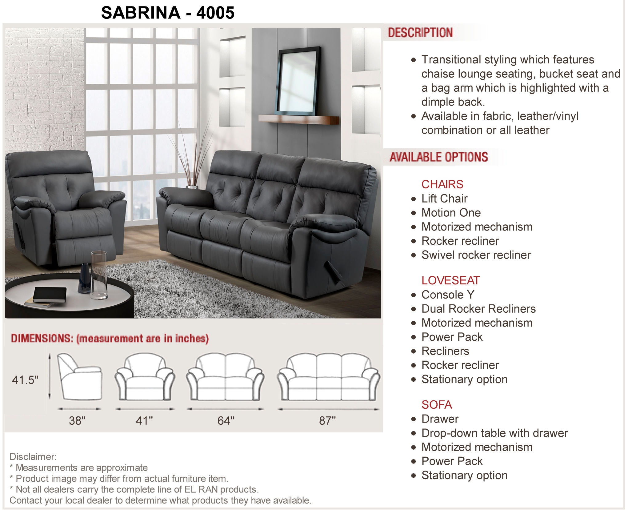 Elran Living Room Recliner ER4005201 Penny Mustard Milwaukee