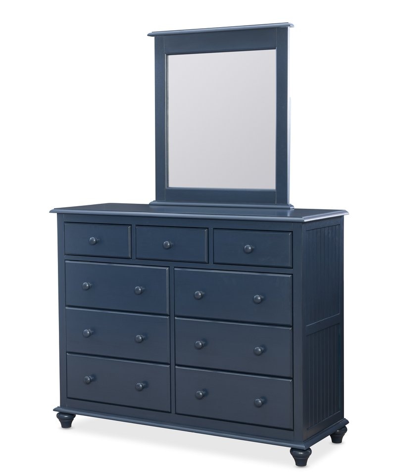 John Thomas Cottage Bedroom - Nine Drawer Dresser Denim w/ Mirror BD81-2019N / BD81-2050
