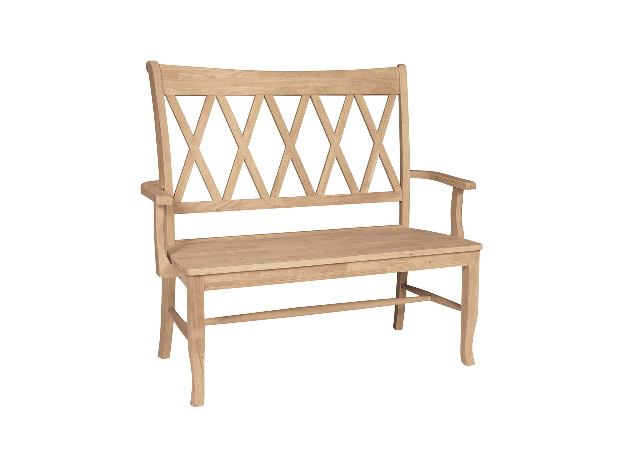 Wooden bench with discount back and arms