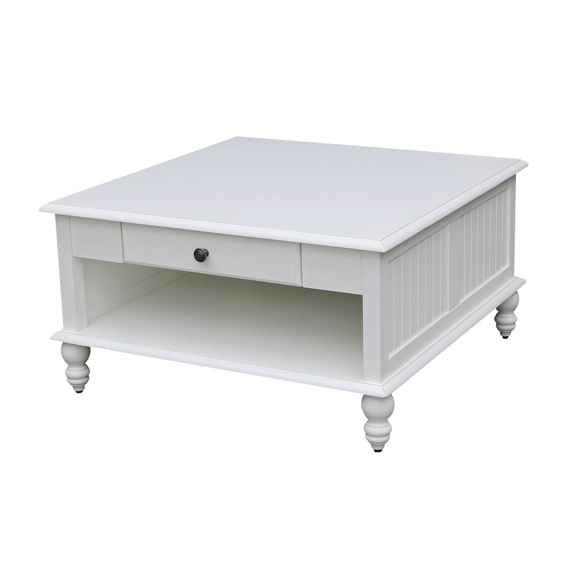 white beadboard coffee table