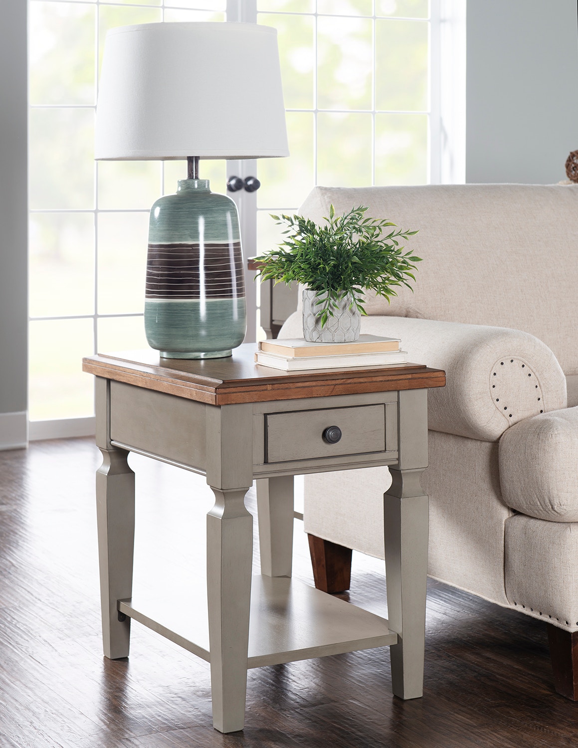 John Thomas Living Room End Table in Hickory & Stone OT4115E Woodworks Home Furnishings Miami