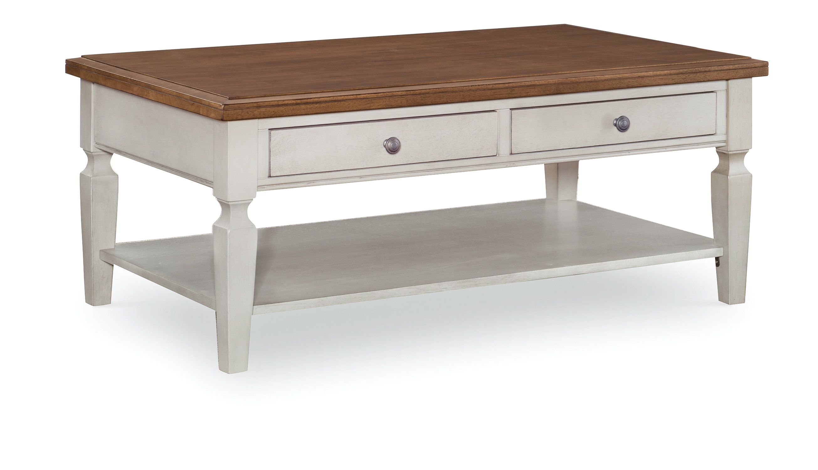 John Thomas Living Room Coffee Table in Hickory & Shell OT7915C