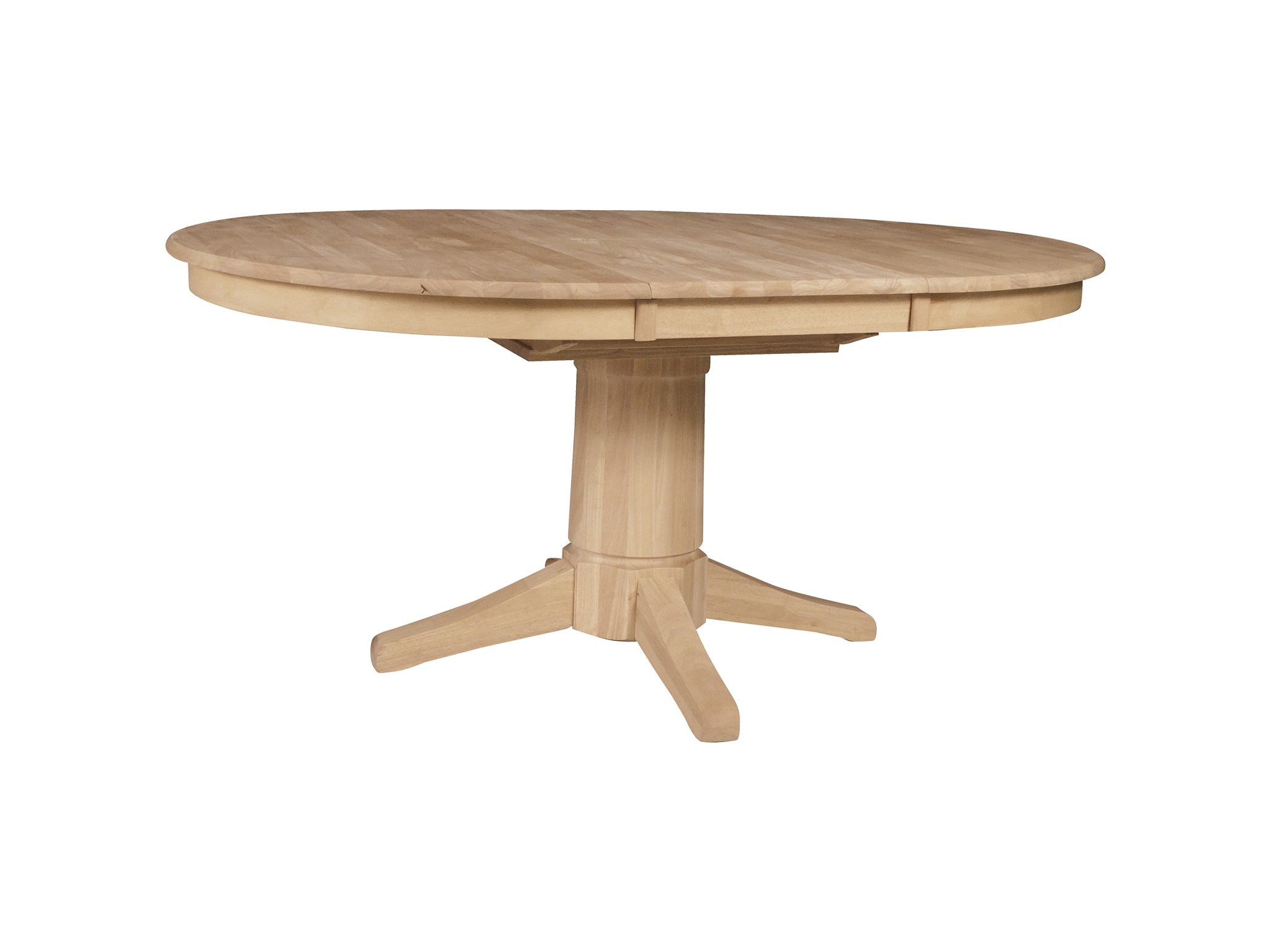 Unfinished round deals pedestal dining table