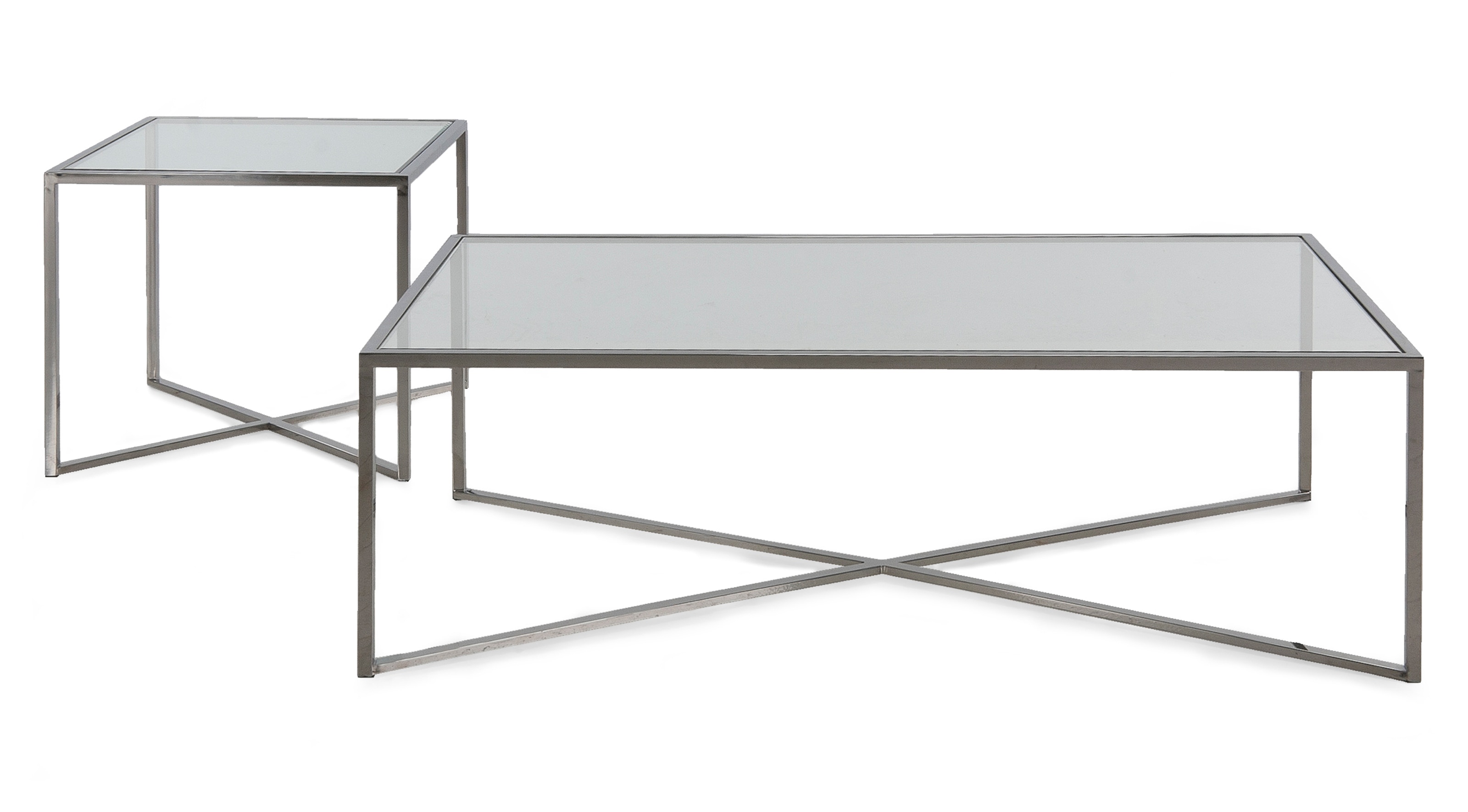 Decor-Rest Cross Over Glass Top Side Table Box1 of 2 Z012-7111E