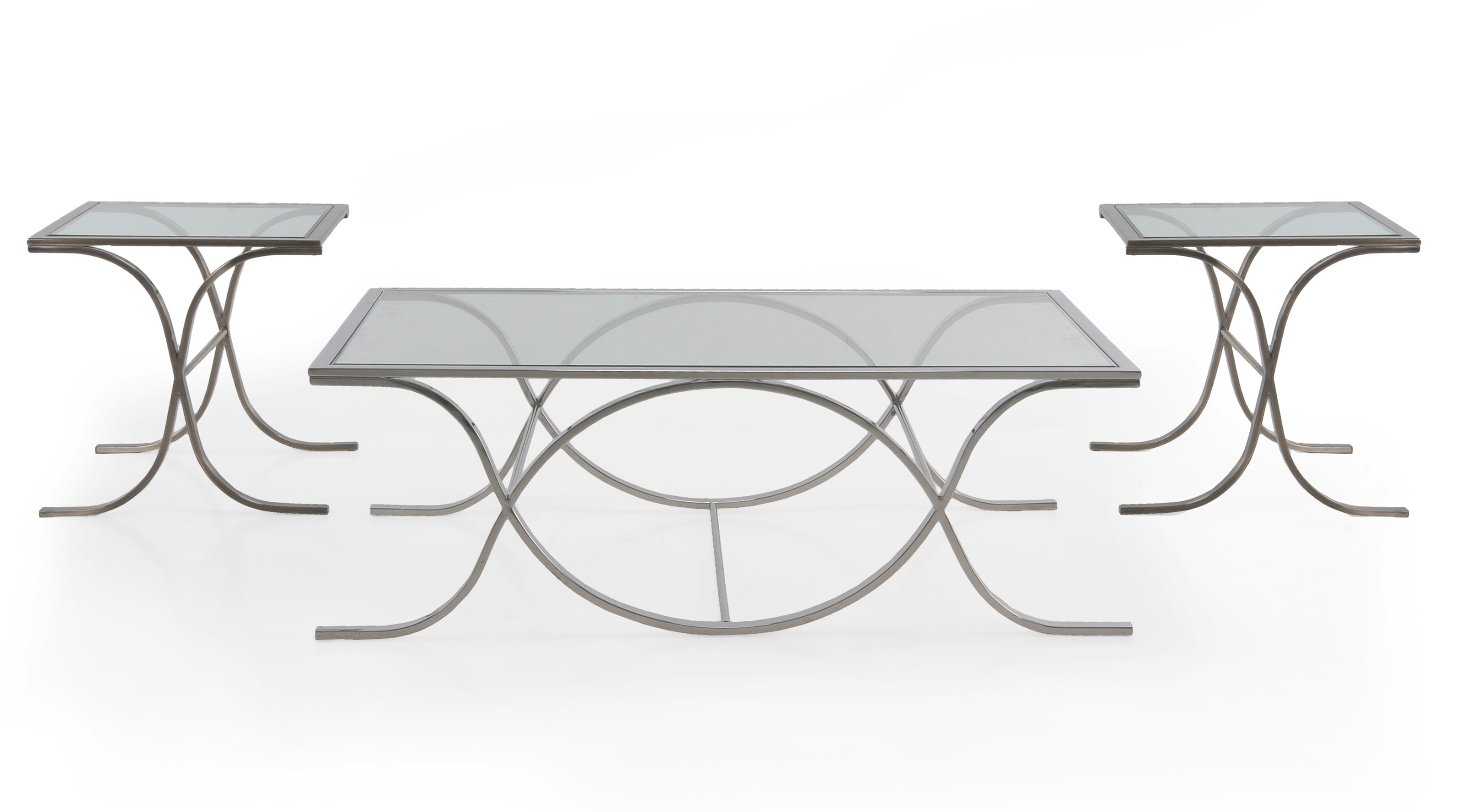 Decor-Rest DNA Glass SILVER Side Table Box1 of 2 Z012-7116E