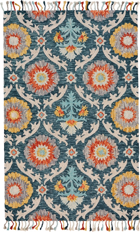Feizy Area Rugs Abelia Moroccan Floral and Botanical, Blue/Yellow