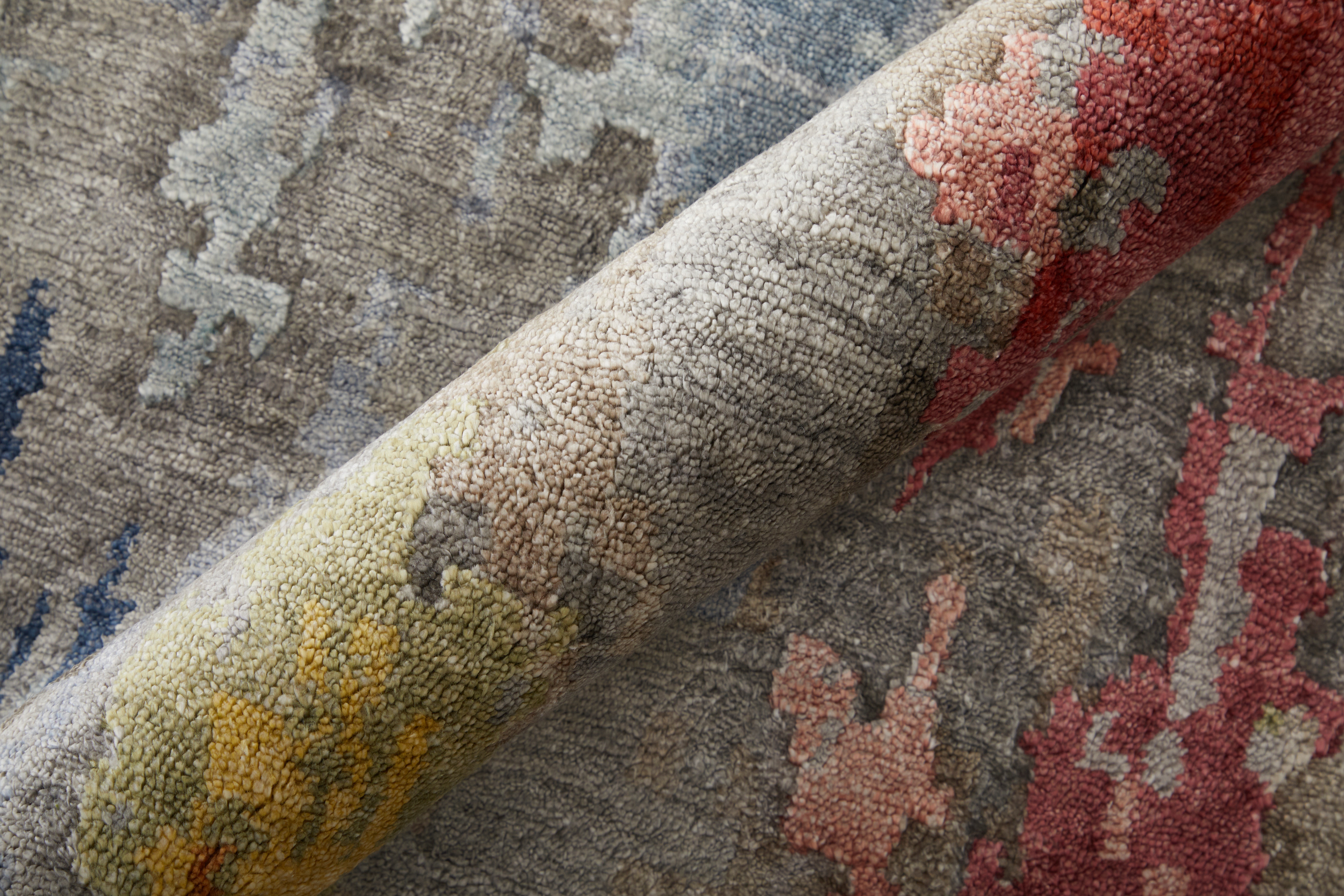 Feizy Area Rugs Dyer Modern Abstract, Gray/Red/Yellow, 8'-6