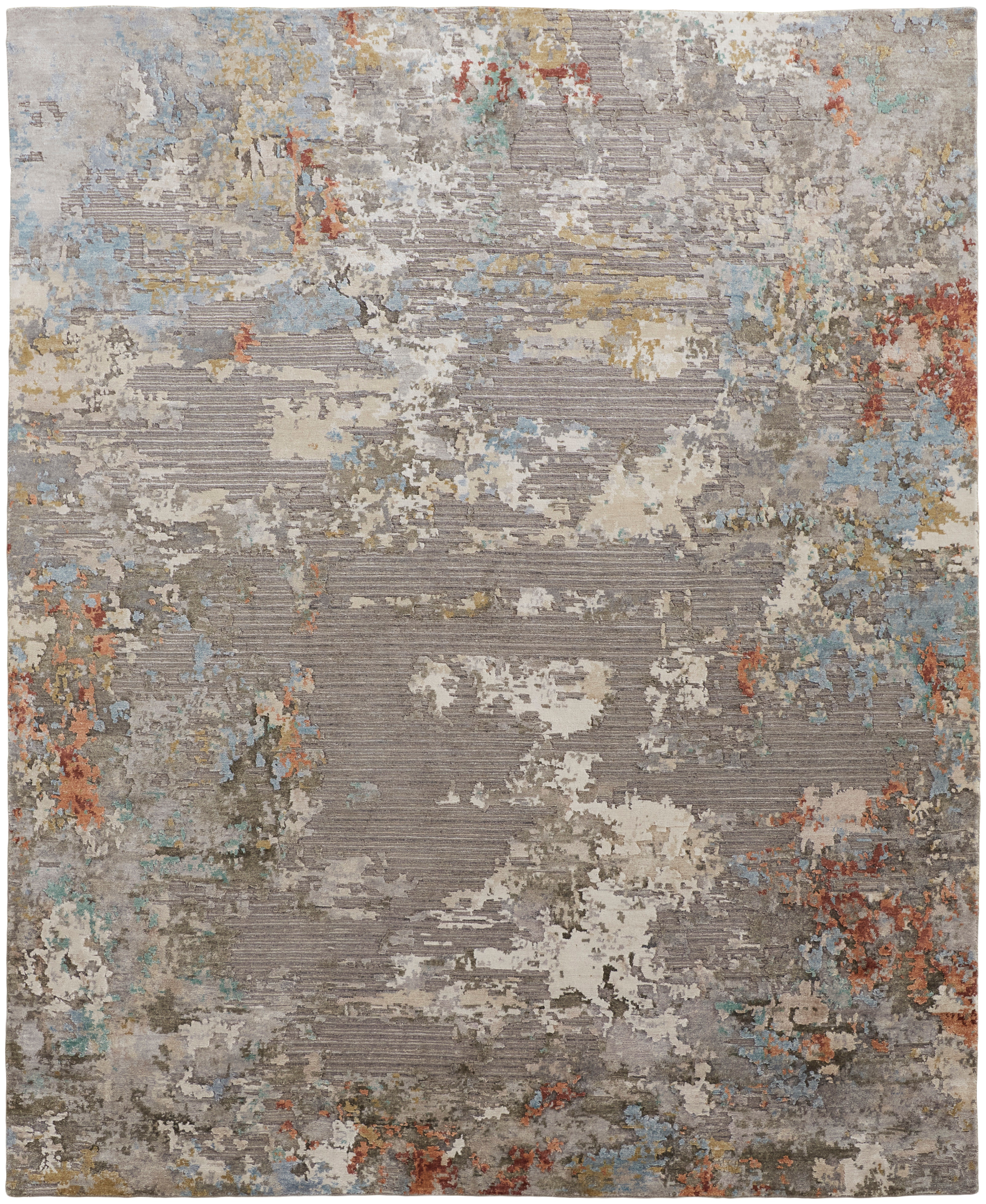 Gia Modern Abstract, Gray/Ivory/Blue, 5'-6