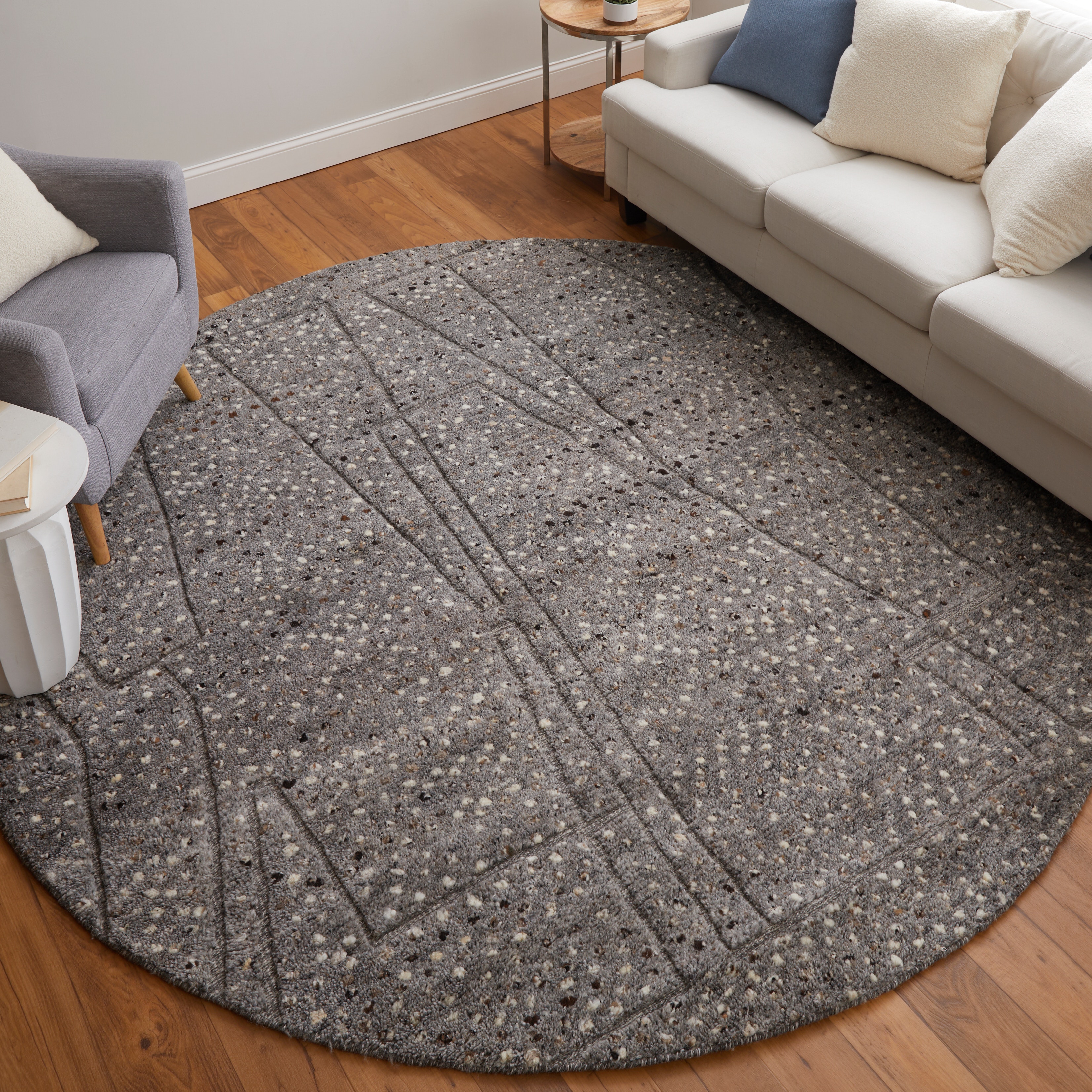 Feizy Area Rugs Dering Modern Polka Dots, Gray/Tan/Taupe, 8
