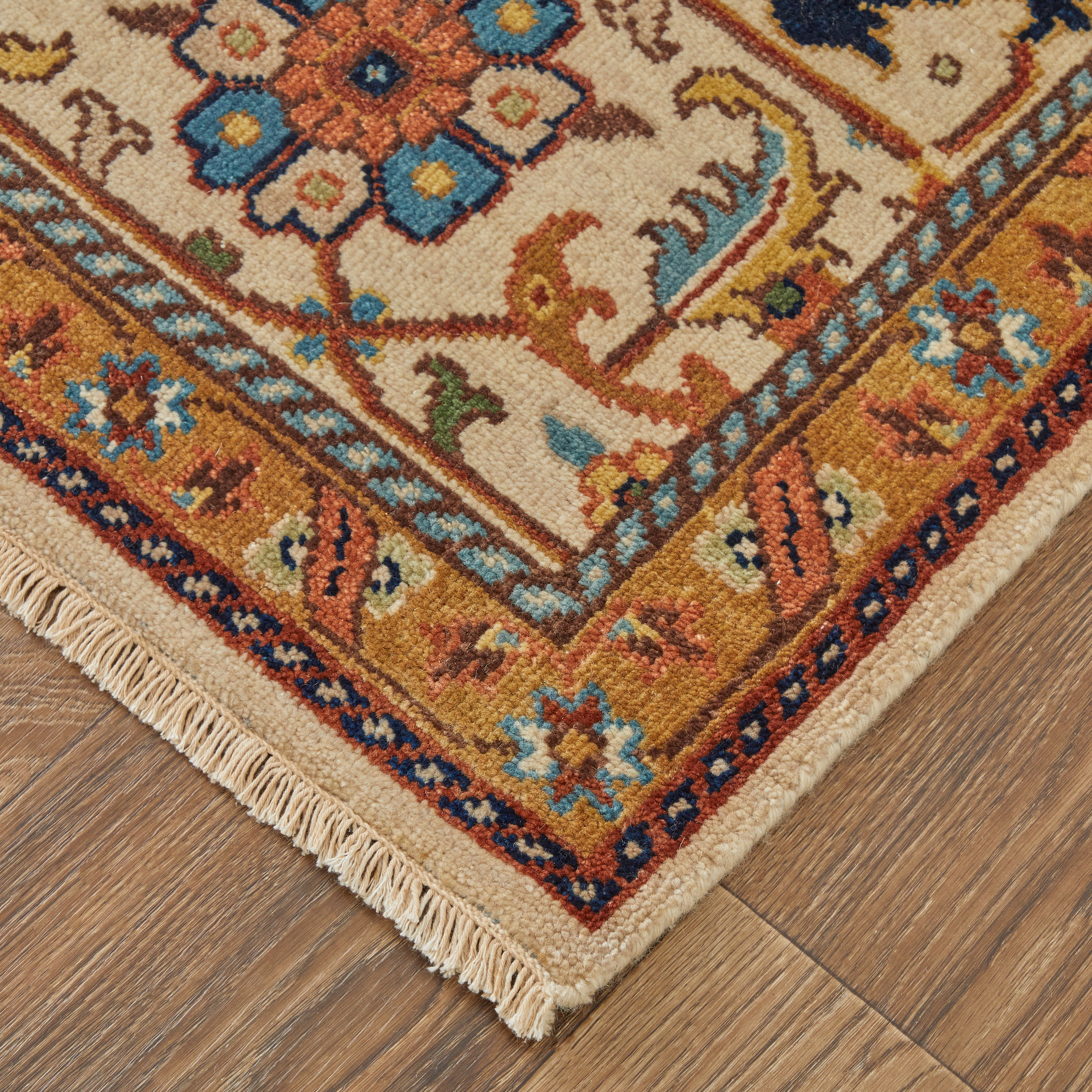 Ralston Traditional Oriental, Ivory/Blue/Orange, 5'-6