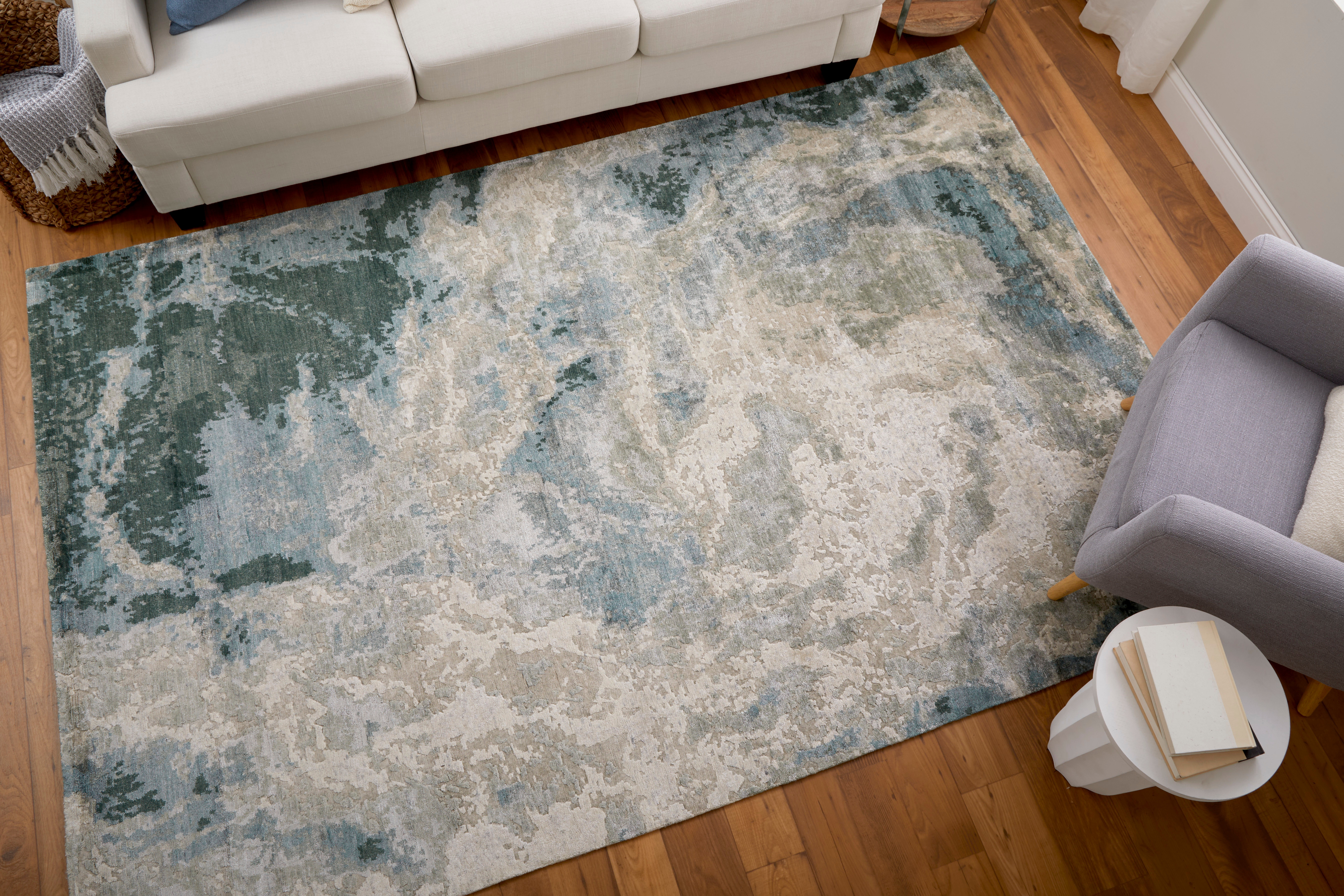 Feizy Area Rugs Gemma Modern Abstract, Tan/Green, 2' x 3