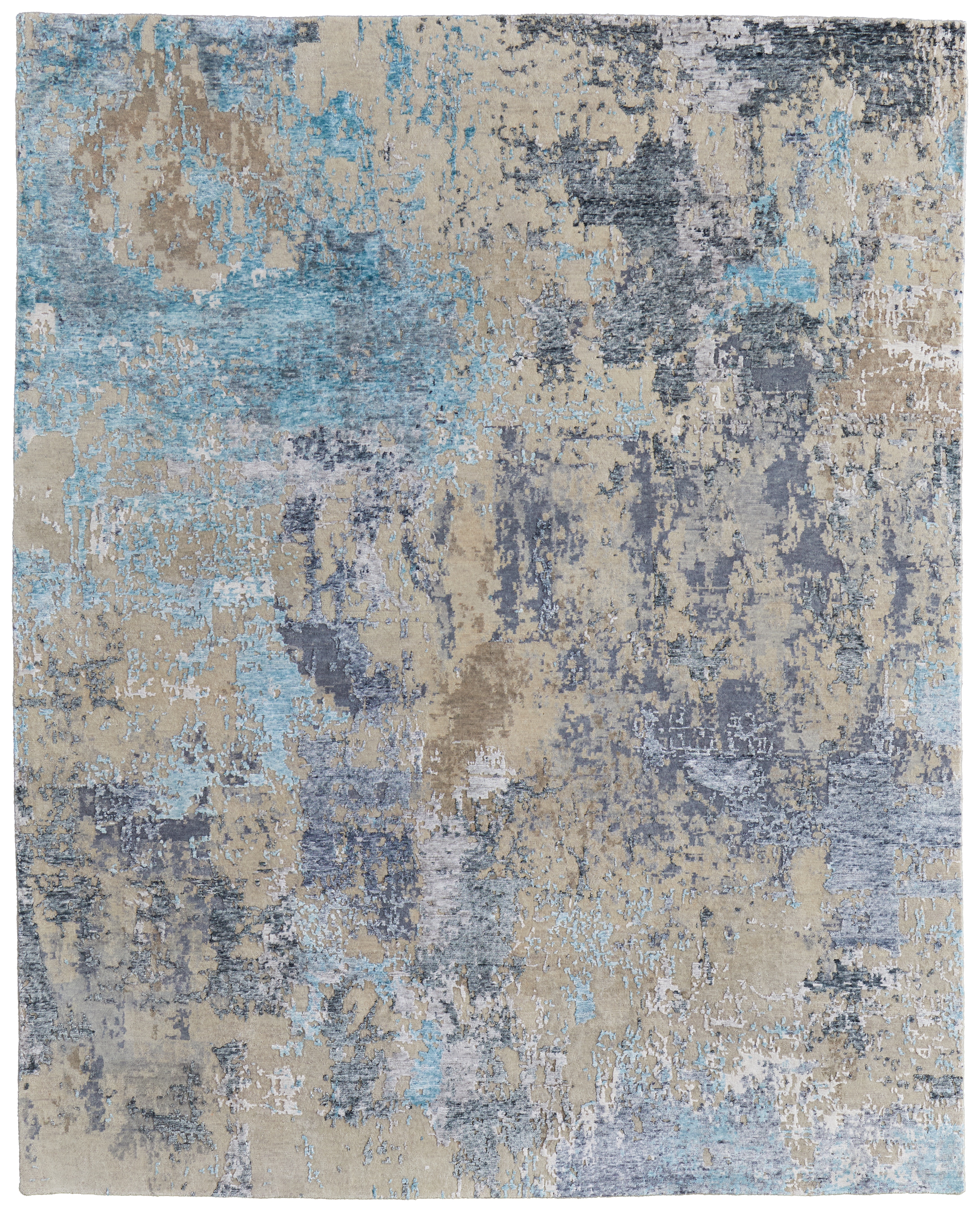 Feizy Area Rugs Lor Modern Abstract, Tan/Blue/Gray, 5'-6