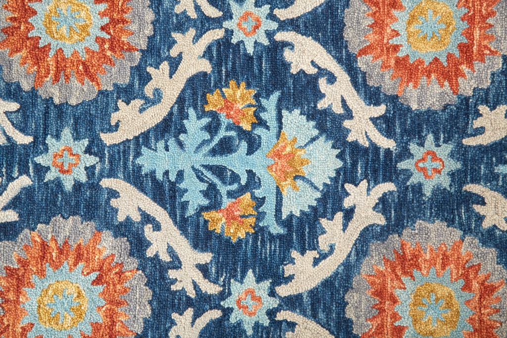 Feizy Area Rugs Abelia Moroccan Floral and Botanical, Blue/Yellow