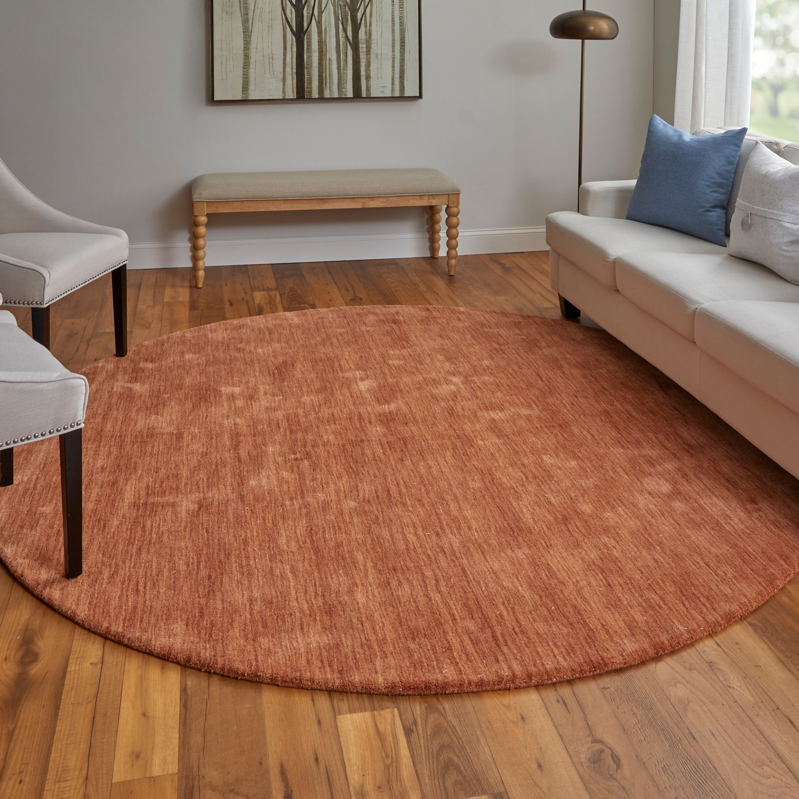 Luna Modern Solid, Orange, 10' x 10' Round Rug