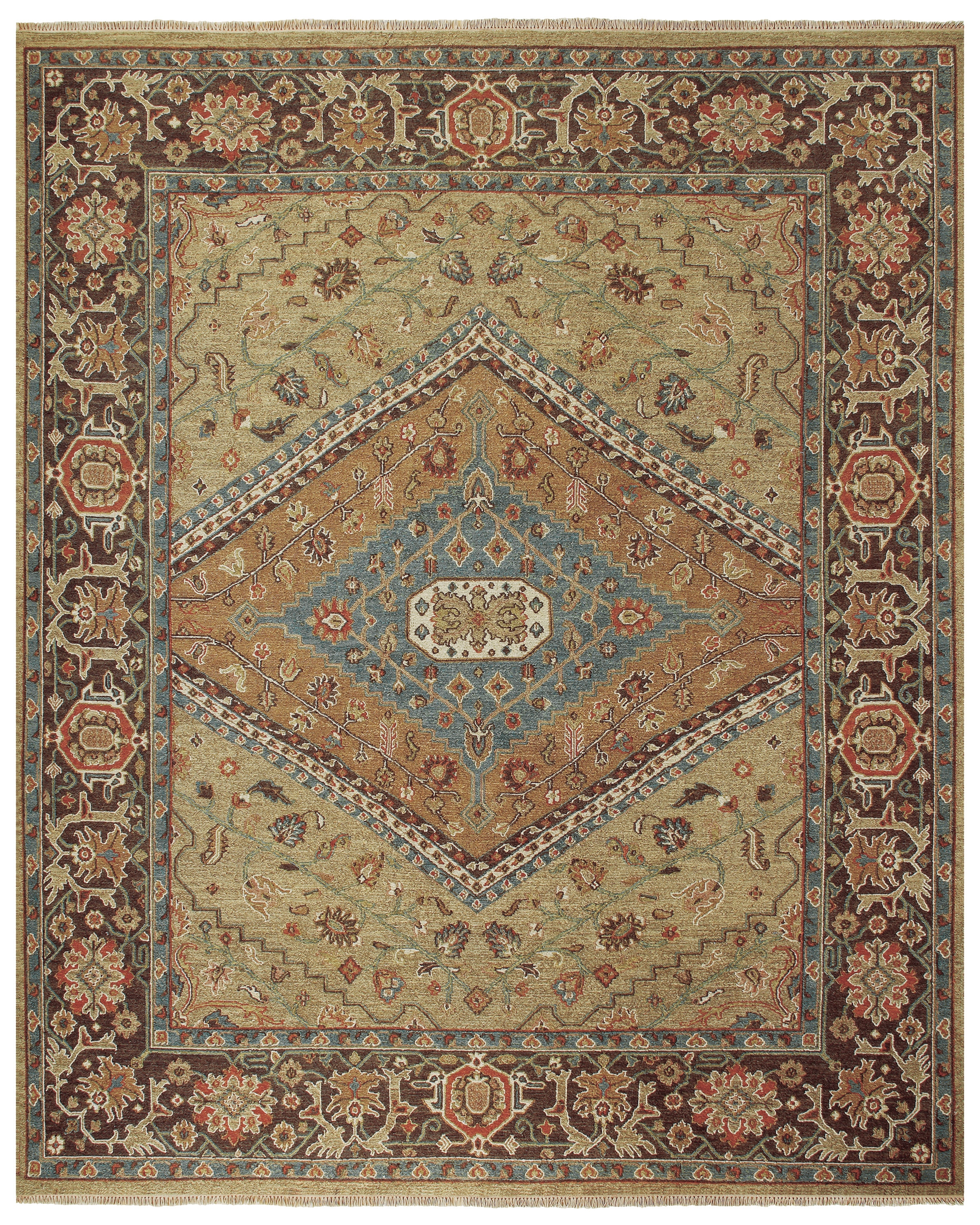 Feizy Area Rugs Goshen Traditional Oriental, Brown/Gold/Green, 5