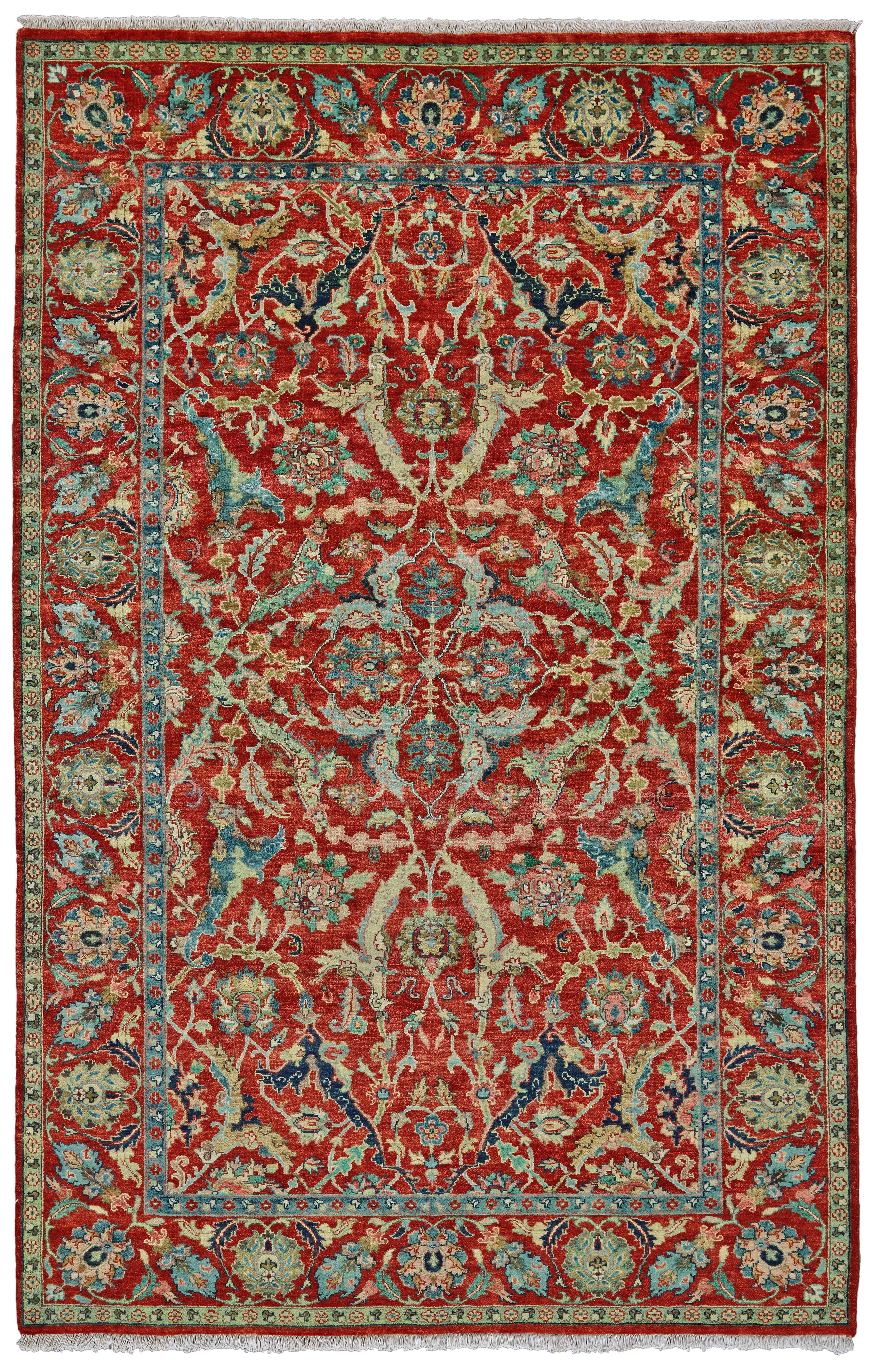Feizy Area Rugs Anoosha Traditional Damask, Red/Blue/Green, 5'-6