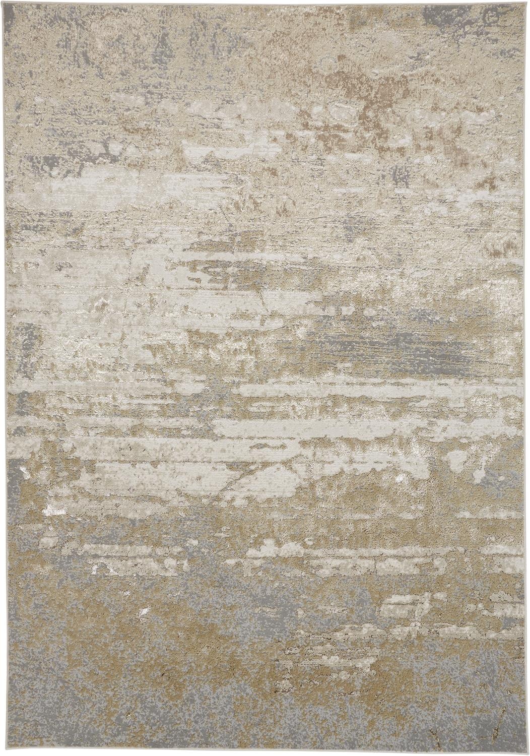 Aura Modern Abstract, Ivory/Gold/Gray, 8' x 10' Area Rug