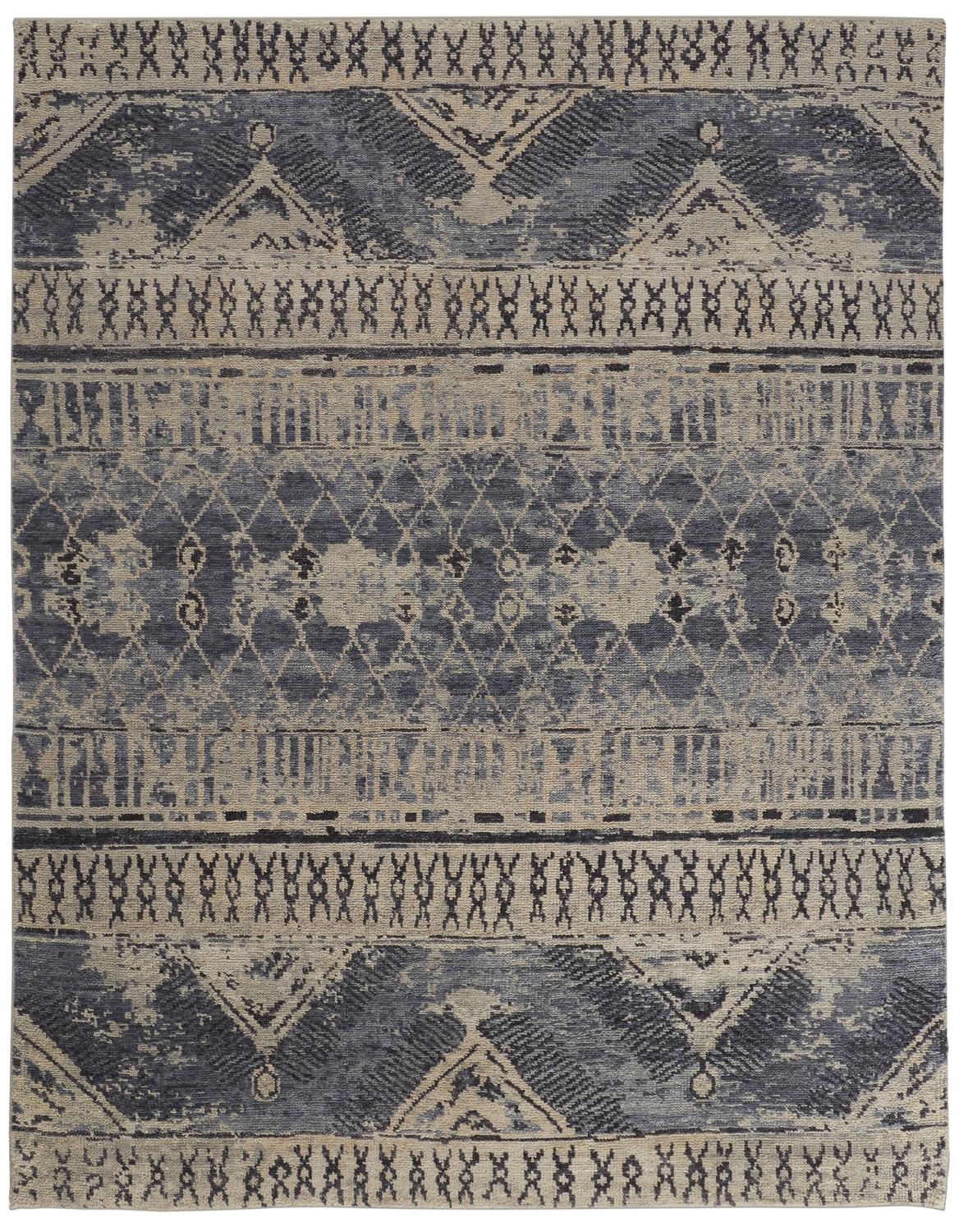 Feizy Area Rugs Palomar Transitional Trellis and Lattice, Blue/Gray