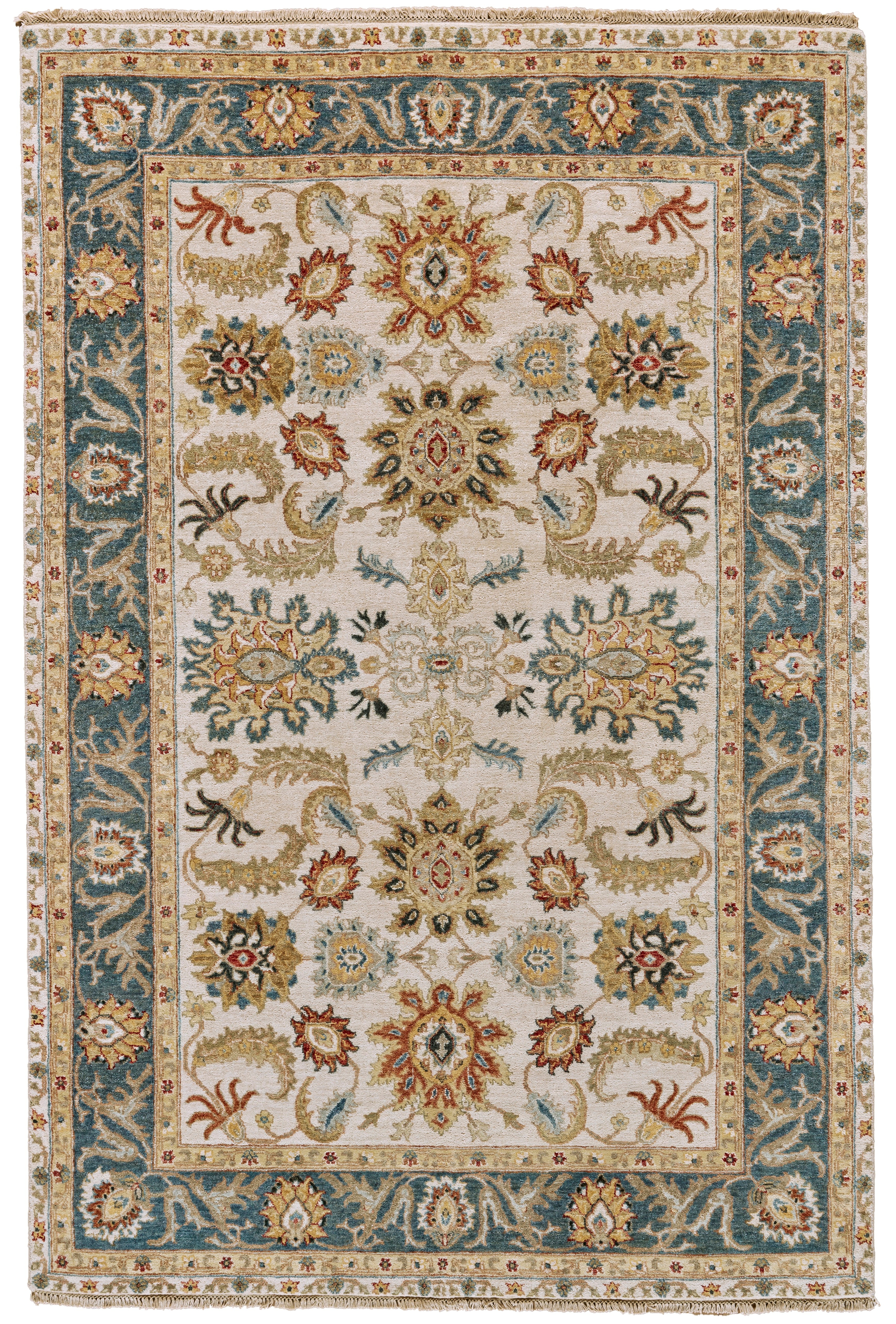 Feizy Area Rugs Bhatia Traditional Oriental, Ivory/Blue/Yellow, 9'-6