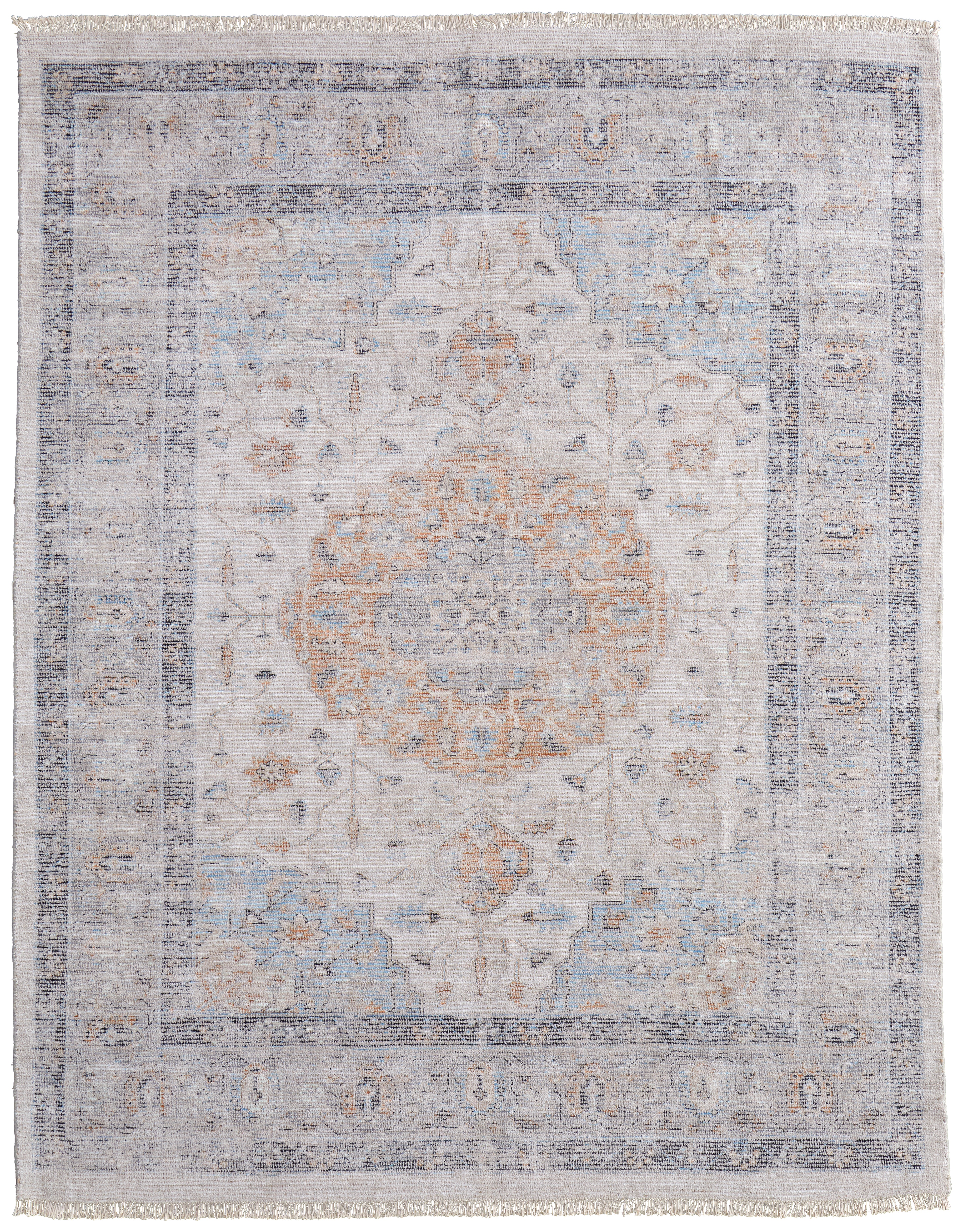 Feizy Area Rugs Caldwell Transitional Medallion, Ivory/Blue