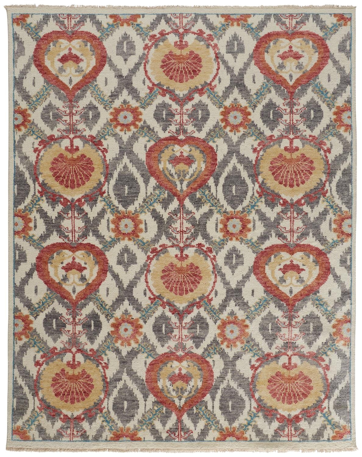 Feizy Area Rugs Beall Traditional Oriental, Orange/Gray, 9'6" x 13'6